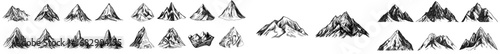 The peak icon represents a majestic snow-capped rock formation at the top of Everest, symbolizing an ice hill or a geology expedition with a striking silhouette against the high-up sky, evoking