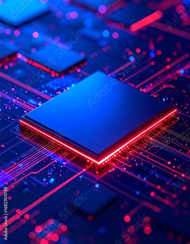 High-tech circuit board with central chip