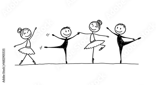 doodle stick figures dancing ballet