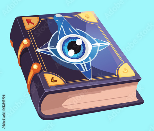 Mystical spellbook with an eye a magical book of secrets for fantasy and magical themed illustrations