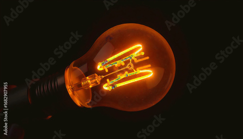 light bulb on black background