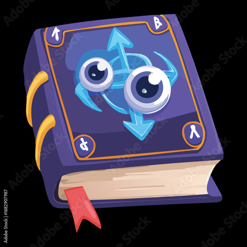 Magical spellbook with cute face a mystical tome for fantasy designs perfect for witches and wizards