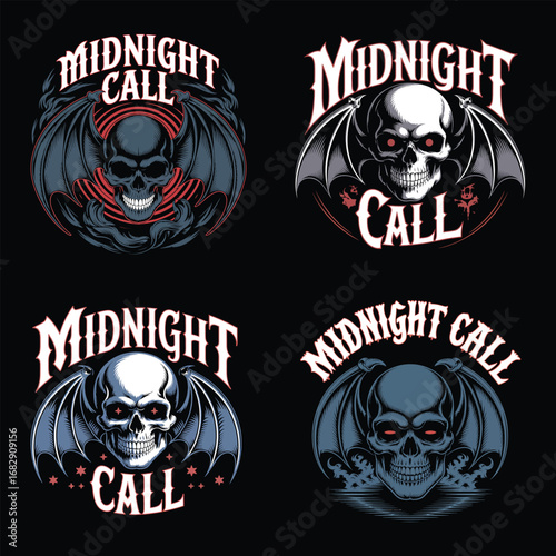 Skull bat wings midnight call gothic