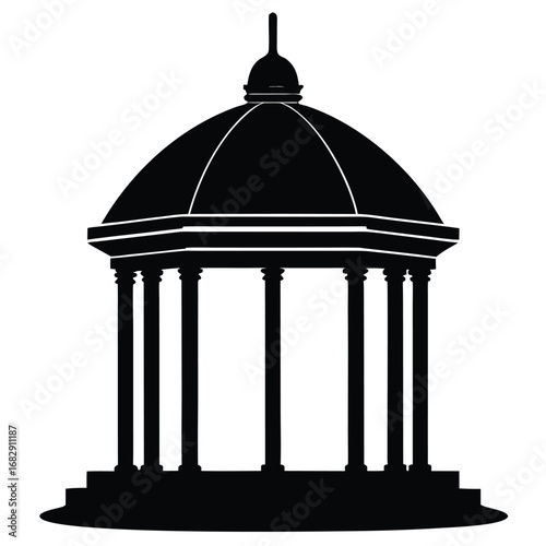 Black silhouette of classical rotunda architecture