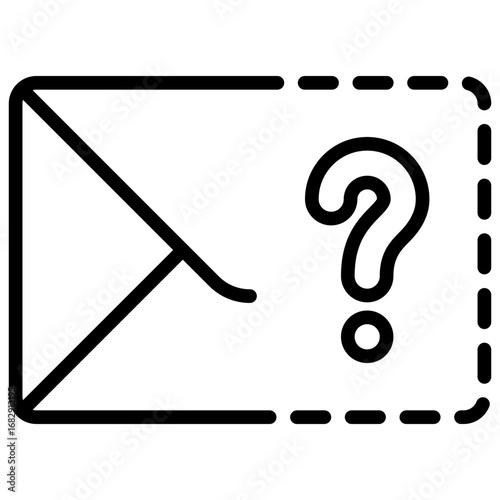 Corrupted Mail Outline Icon Design Vector - Envelope with question mark, symbolizing unknown sender, suspicious mail, or missing info