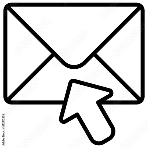 Mail Click Outline Icon Design Vector - Envelope with arrow cursor, symbolizing click mail, open email, or direct message