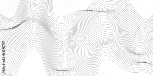Abstract vector background with black wavy lines. Fluid vector shaped background. Abstract smooth wave on a white background. Stock vector illustration.