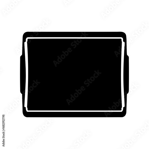 Black baking pan with handles for baking, cooking, or serving food