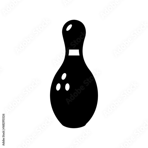 A black bowling pin stands tall against a pure white backdrop