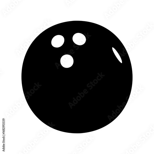 Illustration of a classic black bowling ball with three finger holes