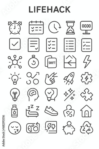 A comprehensive set of thin line icons illustrating smart city concepts, urban innovation, and sustainable technology infrastructure