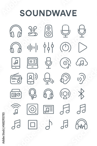 A comprehensive set of thin line icons illustrating smart city concepts, urban innovation, and sustainable technology infrastructure