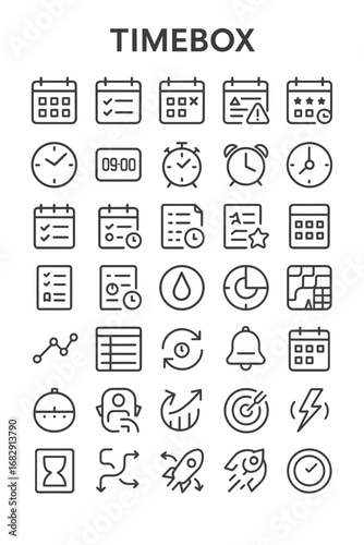A comprehensive set of thin line icons illustrating smart city concepts, urban innovation, and sustainable technology infrastructure