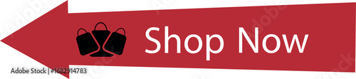 Red arrow with shopping bags and Shop Now text calling for shopping activity