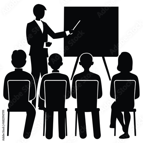 Instructor teaching audience at presentation learning
