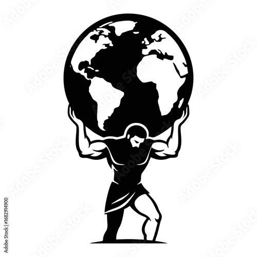 Atlas Carrying World Globe Icon Vector - Symbol of Global Responsibility