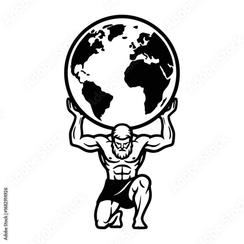 Atlas Holding the World Globe - Mythological Figure Symbolizing Strength and Global Responsibility