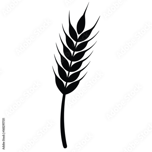 Stylized black wheat stalk grain agriculture