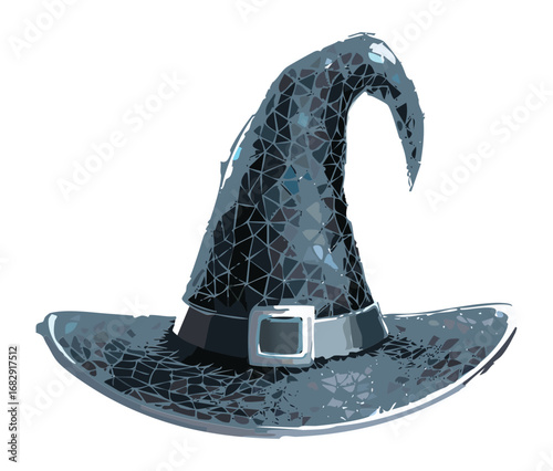  Cute Halloween Witch Hat with a Pointy Tip and a Star Decor Vector Illustration