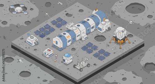 Isometric Lunar Base A Vision of Future Space Exploration