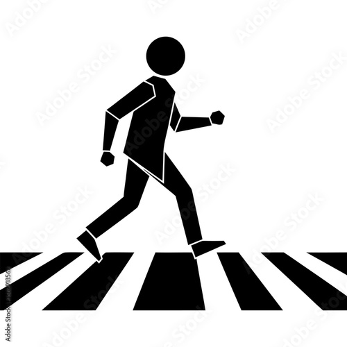 Emphasizing safe passage, a graphic silhouette depicts a person crossing a pedestrian walkway