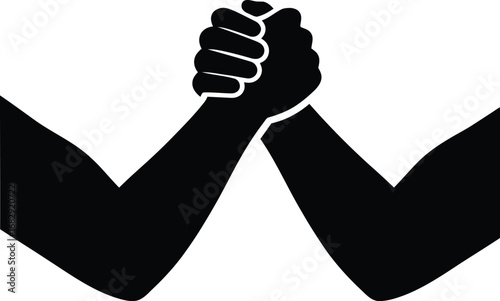 Arm Wrestling Competition Vector Icon Silhouette.
