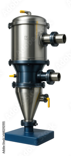 Integrated dryer and cyclone system with a common base and vertical configuration for space-saving in a metalworking shop.