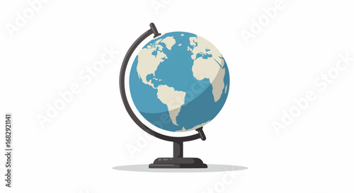 Blue Terrestrial Globe for Geography and World Exploration on Isolated White Background