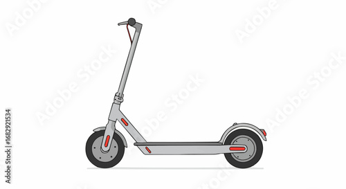 Silver Electric Scooter for Urban Commuting and Eco-Friendly Transport on Isolated White Background