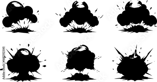 set of Explosion shapes or dynamic elements. Impact, energy, and motion design
