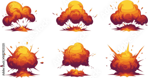 set of Explosion shapes or dynamic elements. Impact, energy, and motion design

