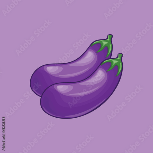 
Illustration of a vegetable in the form of eggplant which can be a healthy food, a plant with purple fruit, in a cute style