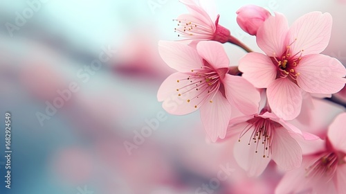 Soft Light Highlights Floral Beauties with Blooming Pink Flowers, Creating a Serene Springtime Scene