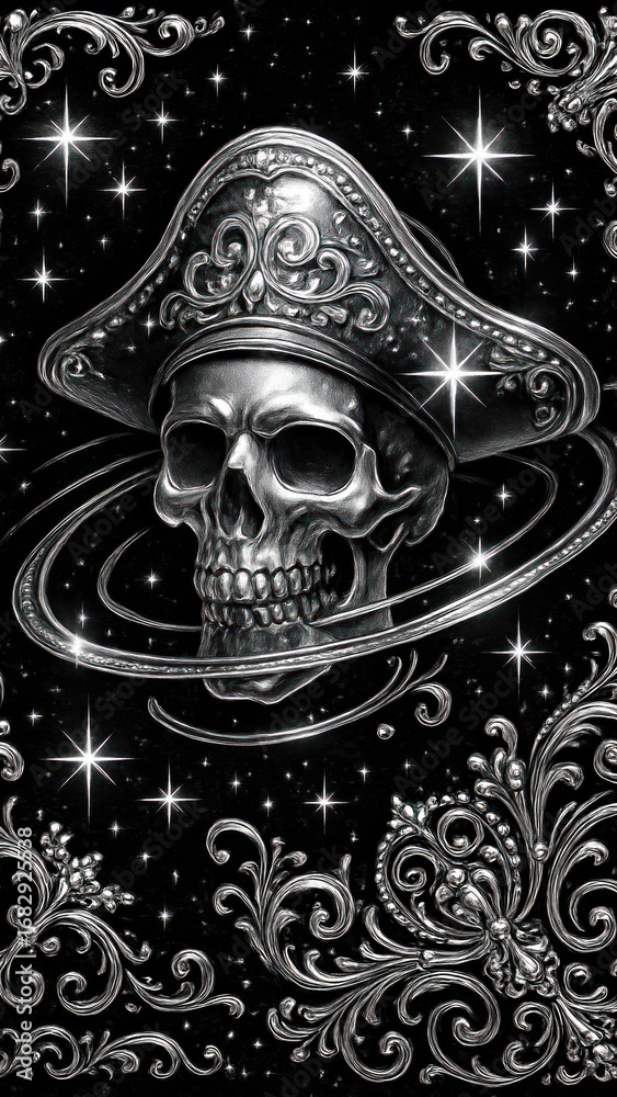 Fototapeta premium Cosmic pirate skull illustration