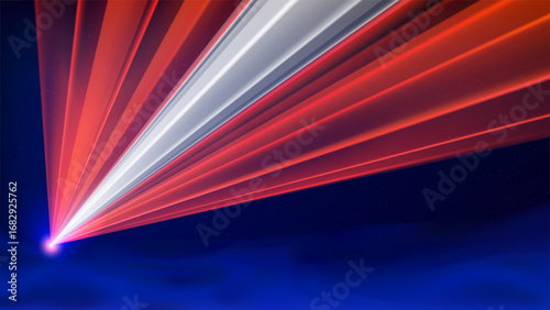 Laser flag of latvia. Latvian abstract flag. Laser show on dark blue background. Template of banner, poster for national holiday of latvia. Place for text. Copy space. Vector