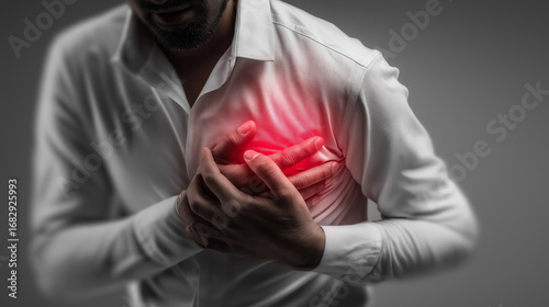 Heart Attack Awareness: Recognizing the Early Warning Signs. Medical Illustration of Heart Attack Symptoms and Effects. Cardiovascular Emergency: Understanding Hart Attack Risks. Heart Attack Concept