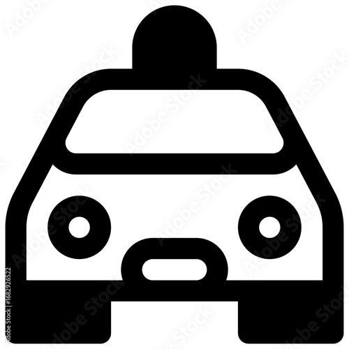 Driverless car. Outlined stroke vector icon with black-filled details.
