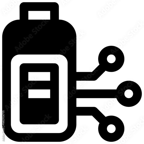 Smart grid. Outlined stroke vector icon with black-filled details.