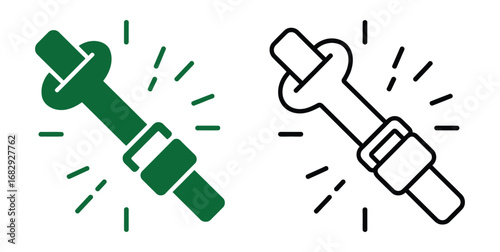 Transparent PNG available
Seat belt icon. Safety seat belt vector illustration. Fasten your seat belt sign. Safety transportation pictogram. Driver protection strip with buckle concept