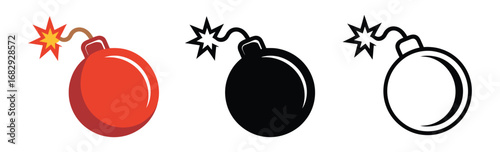 bomb and burning icon set , vector dawning illustration, Boom set collection