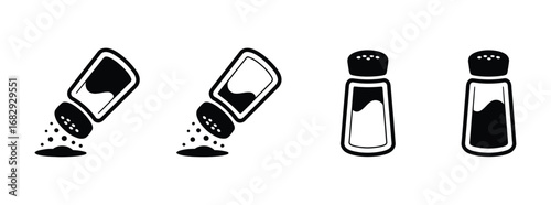 Salt and pepper icon. Spice symbol. Seasoning and condiment shaker isolated illustration.