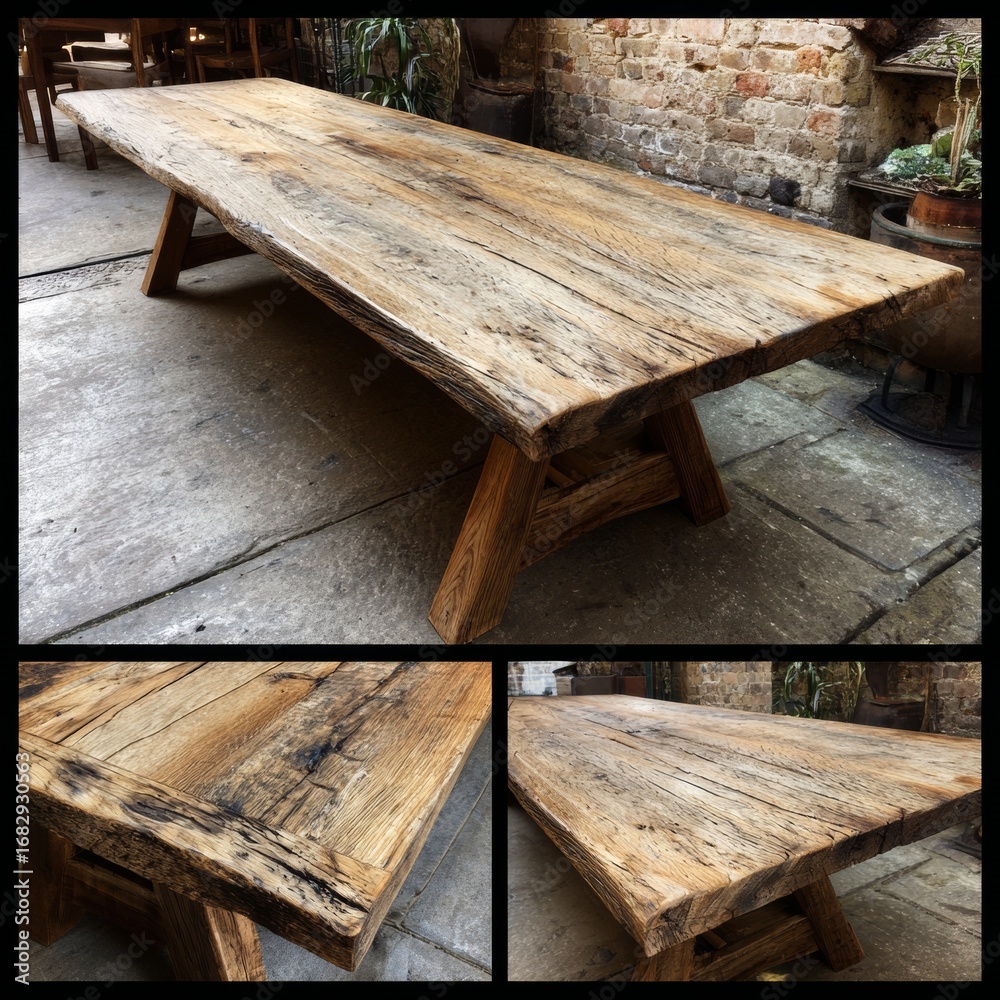 Fototapeta premium Rustic Wooden Table in Cozy Indoor Environment with Natural Texture