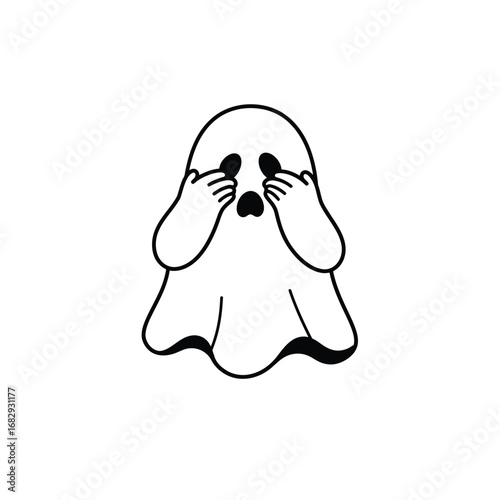 Ghost covering eyes icon white