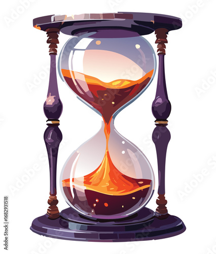 Hourglass Sands of Time Flowing Concept with Blue Outline Icon on White Background Vector Illustration