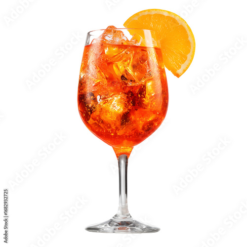Vibrant Aperol Spritz Cocktail Isolated on Transparent Background