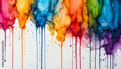 Colorful bright ink and watercolor textures with ombre effects on paper