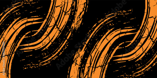 orange black brush Car sticker wrap pattern banner abstract sporty lines black orange color combination grunge brush racing motorsport.