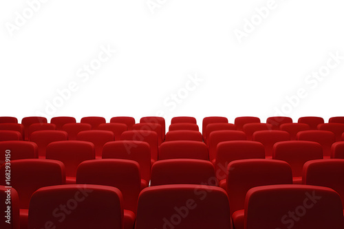 Rows of Crimson Red Theater Seats in Modern Auditorium with transparent  Background

