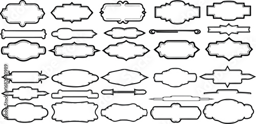 Elegant Black and White Vintage Label Collection Ornamental Frames Decorative Design Elements