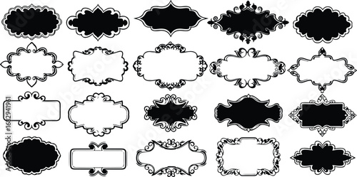 Elegant vintage vector frames collection in black and white style for design and decoration